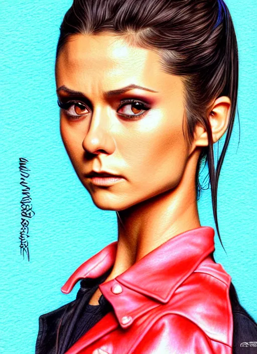 Prompt: ultra intricately composed color pencil illustration of nina dobrev in the movie leon the professional. beautiful shadowing, 3 d shadowing, reflective surfaces, illustrated completely, 8 k beautifully detailed pencil illustration, extremely hyper - detailed pencil illustration, intricate, epic composition, very very kawaii, masterpiece, bold complimentary colors. stunning masterfully illustrated by artgerm and range murata.