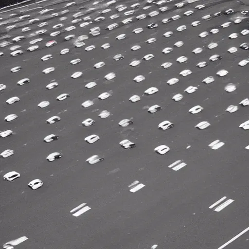 Prompt: Beatiful Fuzzy Photograph of an infinite infinite infinite parking lot, Long shot, full shot, wide shot, low angle,wide angle lens