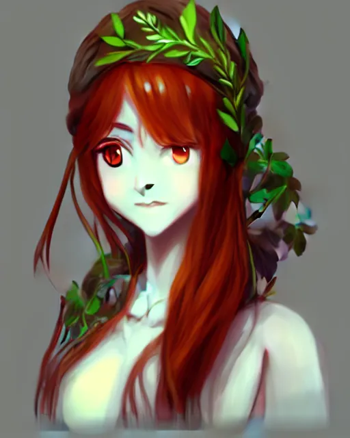 Image similar to character concept art of an anime dryad | | cute - fine - face, pretty face, realistic shaded perfect face, fine details by hyeyoung kim, trending on artstation