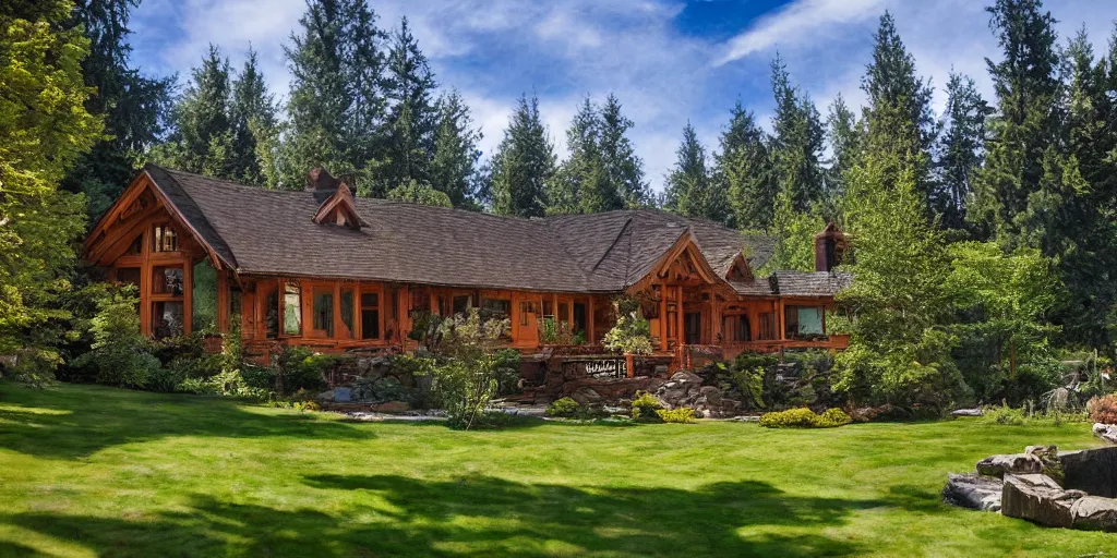 Image similar to residence in the style of rivendell, washington state