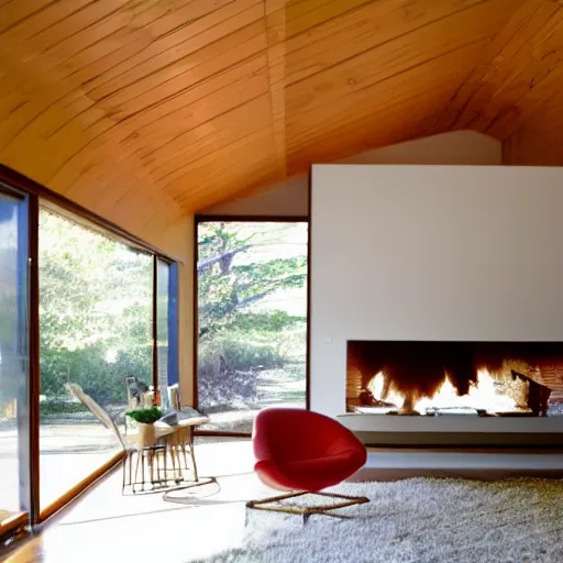 Image similar to midcentury house in space, interior