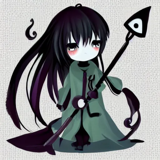 Prompt: the most cutest adorable happy picture of death, death with a cute scythe, chibi style, adorably cute, enhanched, deviant adoptable, digital art Emoji collection