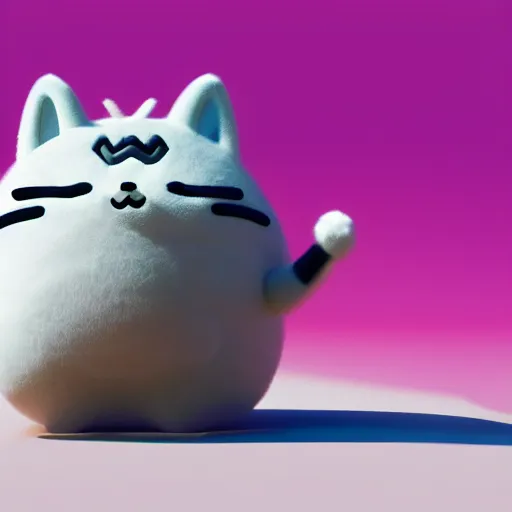 Image similar to Kirby as Pusheen the cat as a pokemon, cute, 3d render, octane render