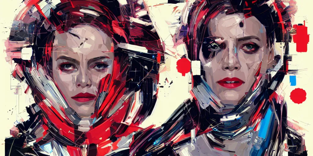 Image similar to a portrait of a single female android, by MARVEL comics and Sandra Chevrier, 4k