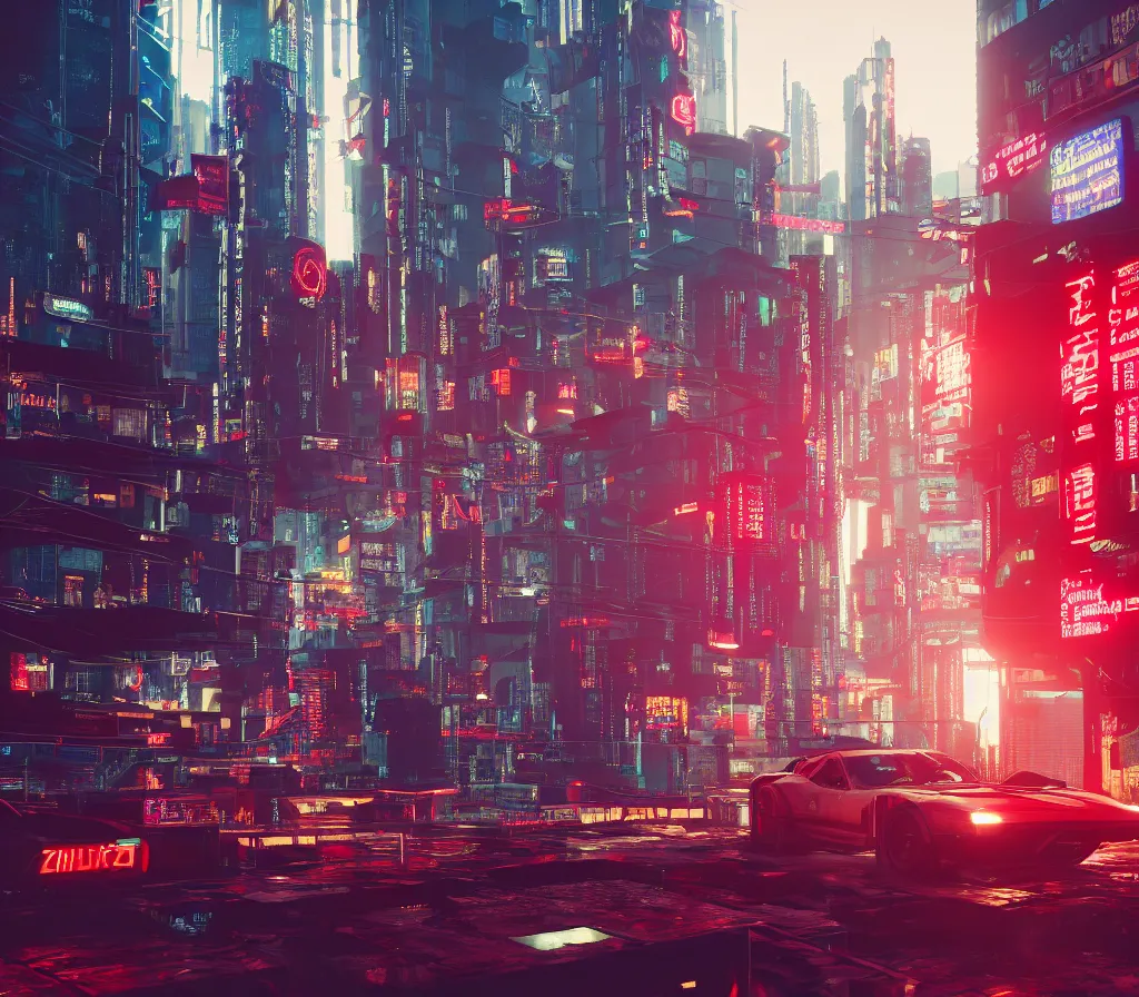 Prompt: cinematic picture of a red cyberpunk computerized city, Arasaka Relic, cyberpunk 2077, 8k, octane render, wallpaper”