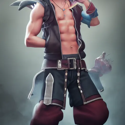Prompt: photo realistic image of riku from kingdom hearts 2, stunning 3 d render inspired art by istvan sandorfi and greg rutkowski, character posing, complete body, realistic and detailed eyes, realistic, highly detailed attributes and atmosphere, dim volumetric cinematic lighting,
