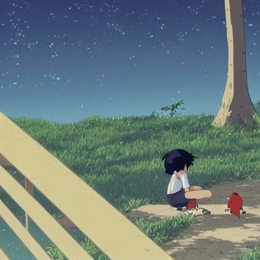 Image similar to A story about a kid and his hamster, by Dice Tsutsumi, Makoto Shinkai, Studio Ghibli