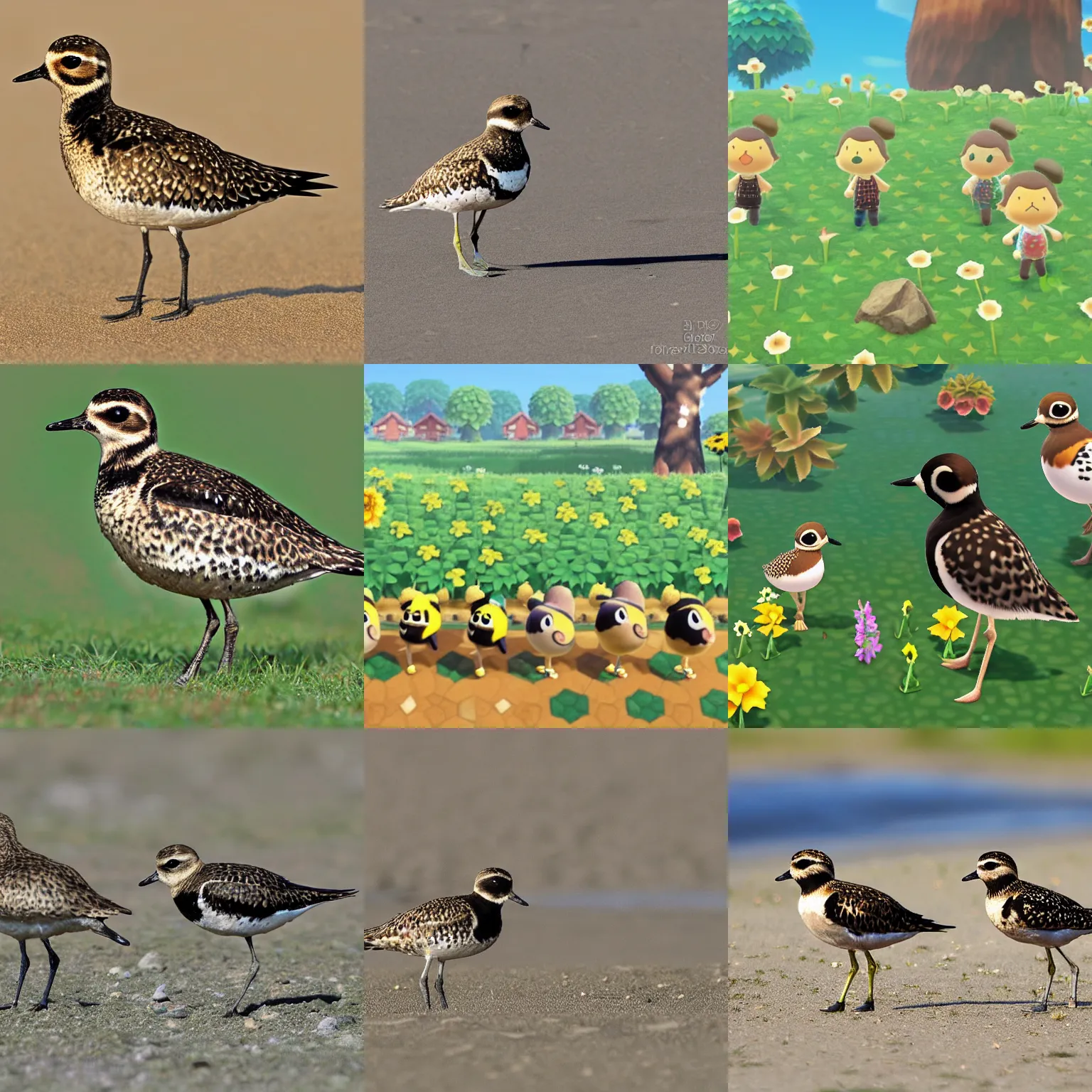 Image similar to pacific golden plover in the style of Animal Crossing