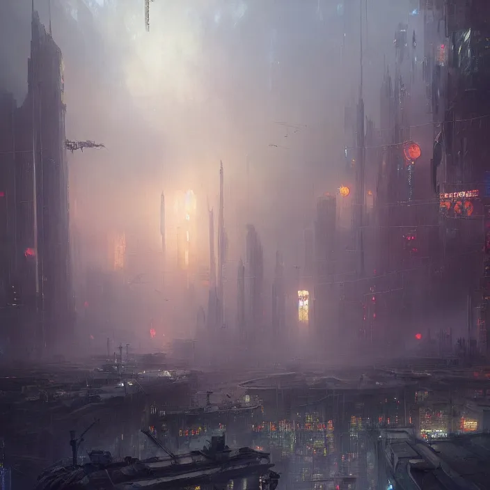 Image similar to a beautiful oil painting of a cyberpunk city on the wasteland by ivan aivazovsky and greg rutkowski and james gurney and frank lloyd and sung choi, in style of impressionnisme. hyper detailed, sharp focus, soft light. unreal engine 5 lumen. ray tracing. trending on artstation. oil on canvas