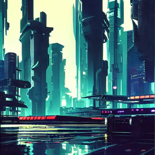 Image similar to cyberpunk city designed by Syd Mead, photorealistic, artstation