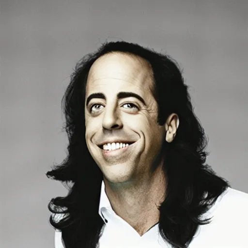 Image similar to jerry seinfeld with very long hair, photograph