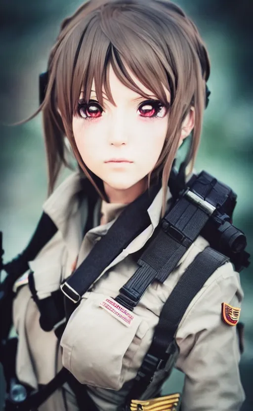 Prompt: portrait photo, highly detailed, high resolution, cosplay photo, stunning, girls frontline style, bokeh soft, 100mm, trending on instagram, by professional photographer, realistic human anatomy, real human faces, realistic military carrier, soldier clothing, modern warfare, realistic weapon, shot with a arriflex 35 ii, low saturation, small human eyes