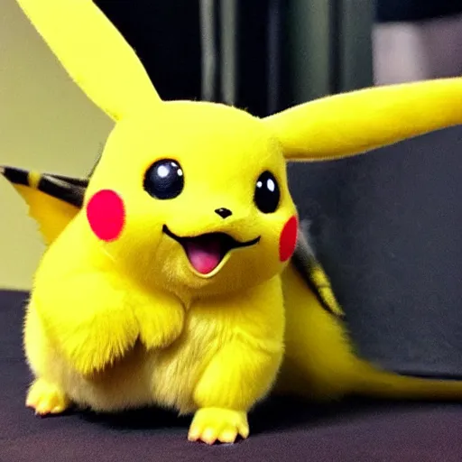 Prompt: a stunning photograph of a pikachu in real life, 8 k hd, incredibly detailed, hd fur, cute mouse pokemon, sent from my iphone ; it has a cold but is happy