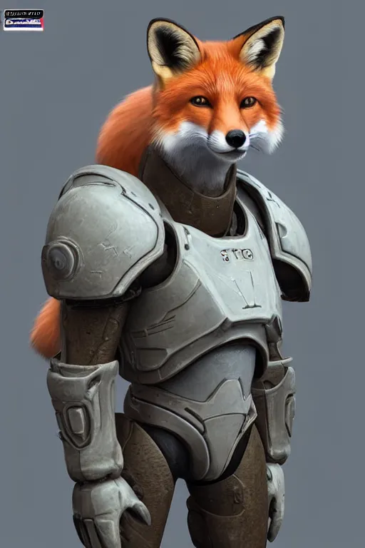 Image similar to portrait of a fox in starcraft terran marine power armor, concept art by wayne reynolds, high quality 3 d render hyperrealist very cute muted color fluffy! highly detailed, vray smooth, soft indoor light, low angle, uhd 8 k, sharp focus