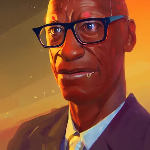 Image similar to Portrait of Gus Fring as Heracles the greek demigod, mattepainting concept Blizzard pixar maya engine on stylized background splash comics global illumination lighting artstation lois van baarle, ilya kuvshinov, rossdraws