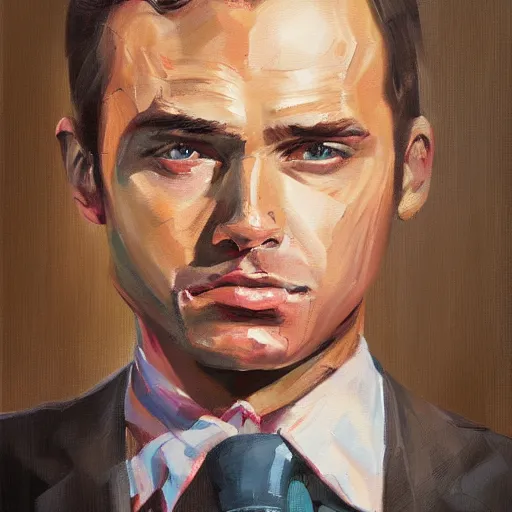 Image similar to a painting of a man in a suit and tie, a character portrait by sam spratt, behance contest winner, figurative art, speedpainting, digital painting, academic art