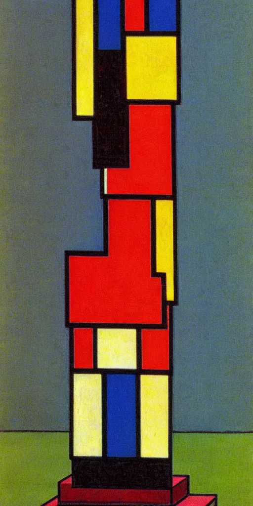 Prompt: a statue made by mondrian