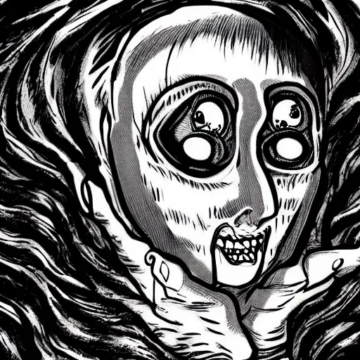 Image similar to a horror movie in a junji ito art style, horror manga