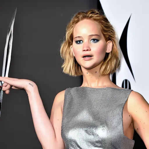 Image similar to still of Jennifer Lawrence starring in Scissors a remake of Edward Scissorhands 2029