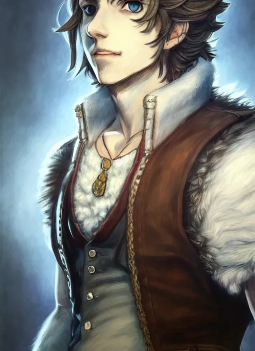 Image similar to a portrait of husky wearing a white vest, an ultrafine detailed painting, detailed painting, boris valejo. octopath traveler