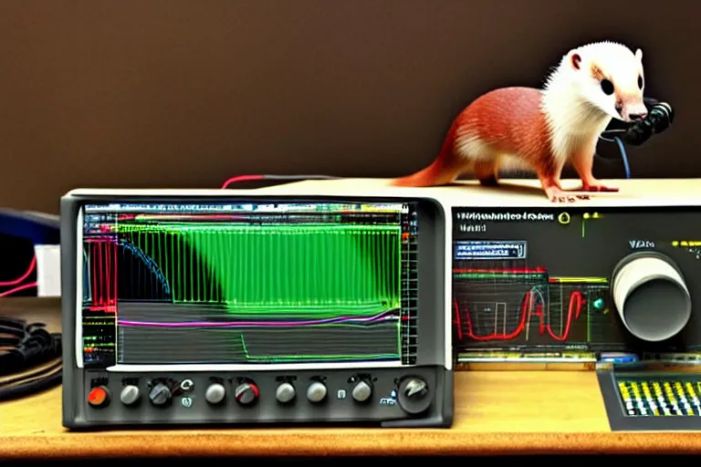 Image similar to an oscilloscope shaking a sound wave, wiggling a weasel, a stoat sinusoid spectacle : the wiggle and the wave - the wiggle is the wave!