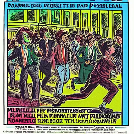 Image similar to robert crumb comic about pembroke pines flanagan high school students partying accurate eyes high detail