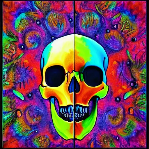 Image similar to symmetrical skull, paint pour modern abstract very detailed 8 k 4 k canvas, fractal