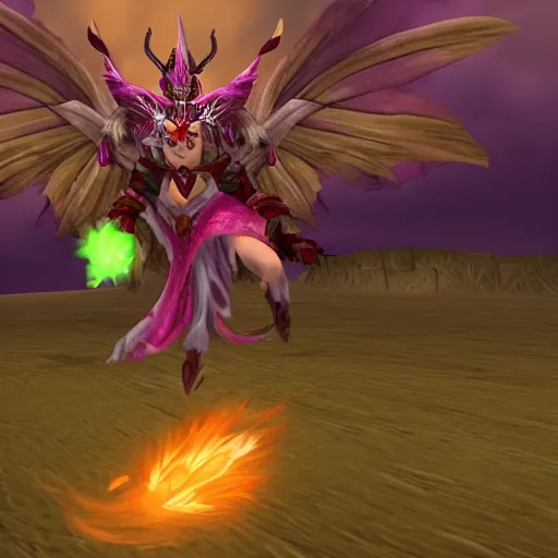 Image similar to flying fairy fighting against dragon demon in style of warcraft