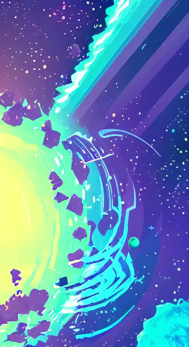 Image similar to layered purple planet space theme, background artwork, digital art, award winning, pixel art