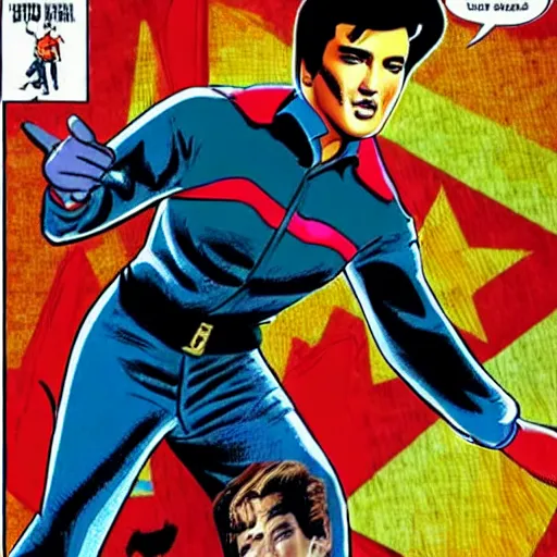 Image similar to elvis appears to you in a dream. he's dressed like freddy freeman captain marvel jr.