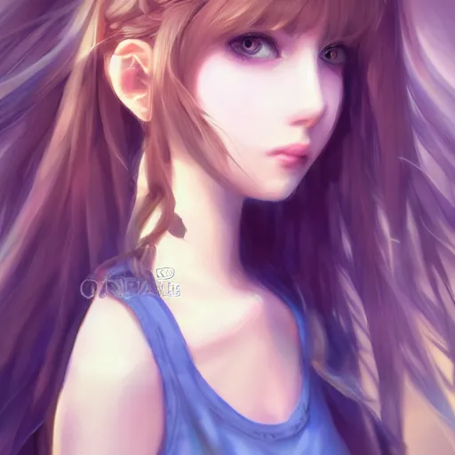 Image similar to cute girl Aeolian character art drawn in art style of WLOP full HD 4K highest quality realistic beautiful gorgeous natural WLOP artist painting