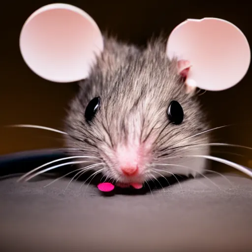 Prompt: a cute mouse trying vr for the first time, photography, 1 7 mm, f / 1 6, award wining photography, close up, soft lighting