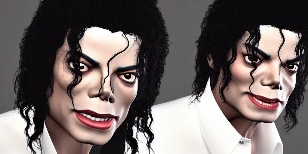 Image similar to Michael Jackson with a deformed face, award winning. Octane render, 4k, unreal 5, very detailed, hyper control-realism.