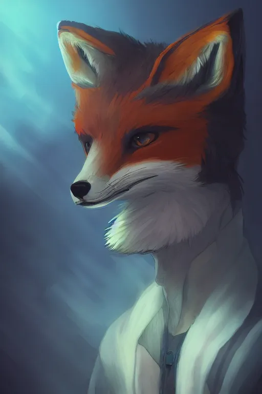 Image similar to a fox fursona, trending on artstation, by kawacy, furry art, digital art, cyberpunk, high quality, backlighting