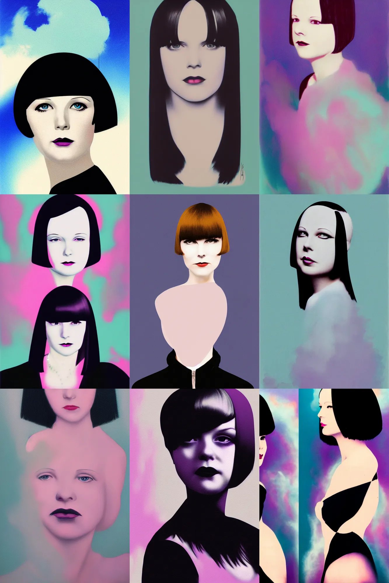 Prompt: portrait of mary louise brooks age 2 5, vapourwave, ross tan