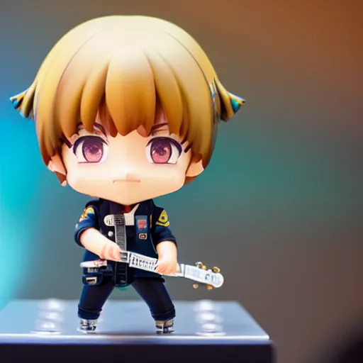 Image similar to wlvis presley as nendoroid on stage, 8 k hd dof, kodak film,