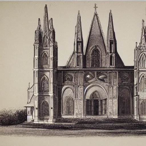 Image similar to claude nicolas ledoux drawing of gigantic church