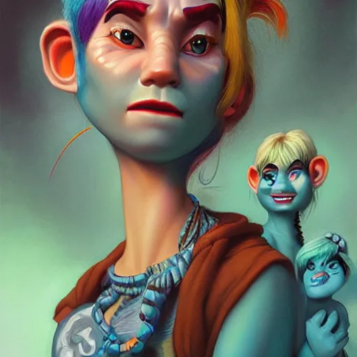 Prompt: trolls portrait, Pixar style, by Tristan Eaton Stanley Artgerm and Tom Bagshaw.