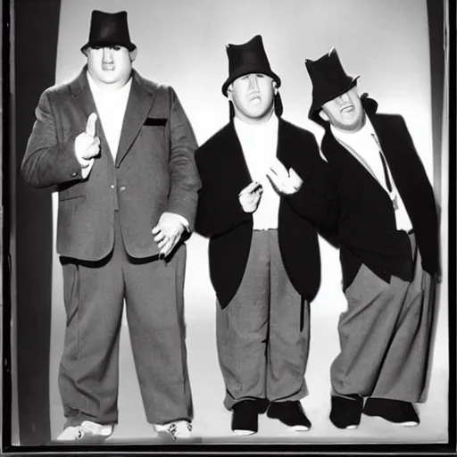 Image similar to the three stooges as a hip hop group