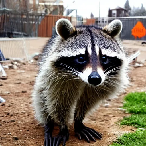 Prompt: angry raccoon vandalizing a children's playground