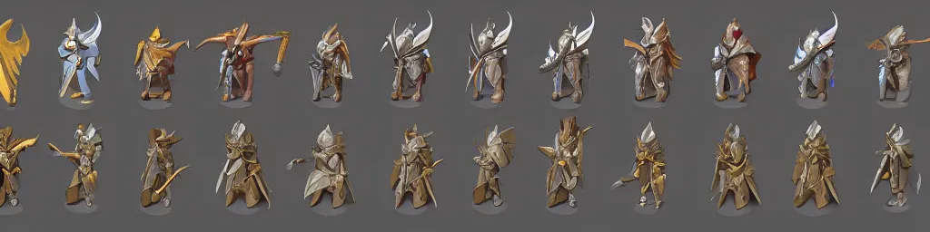 Prompt: dnd paladin character turnaround sheet, rpg, isometric isometric isometric, 8 views, d & d, trending on artstation