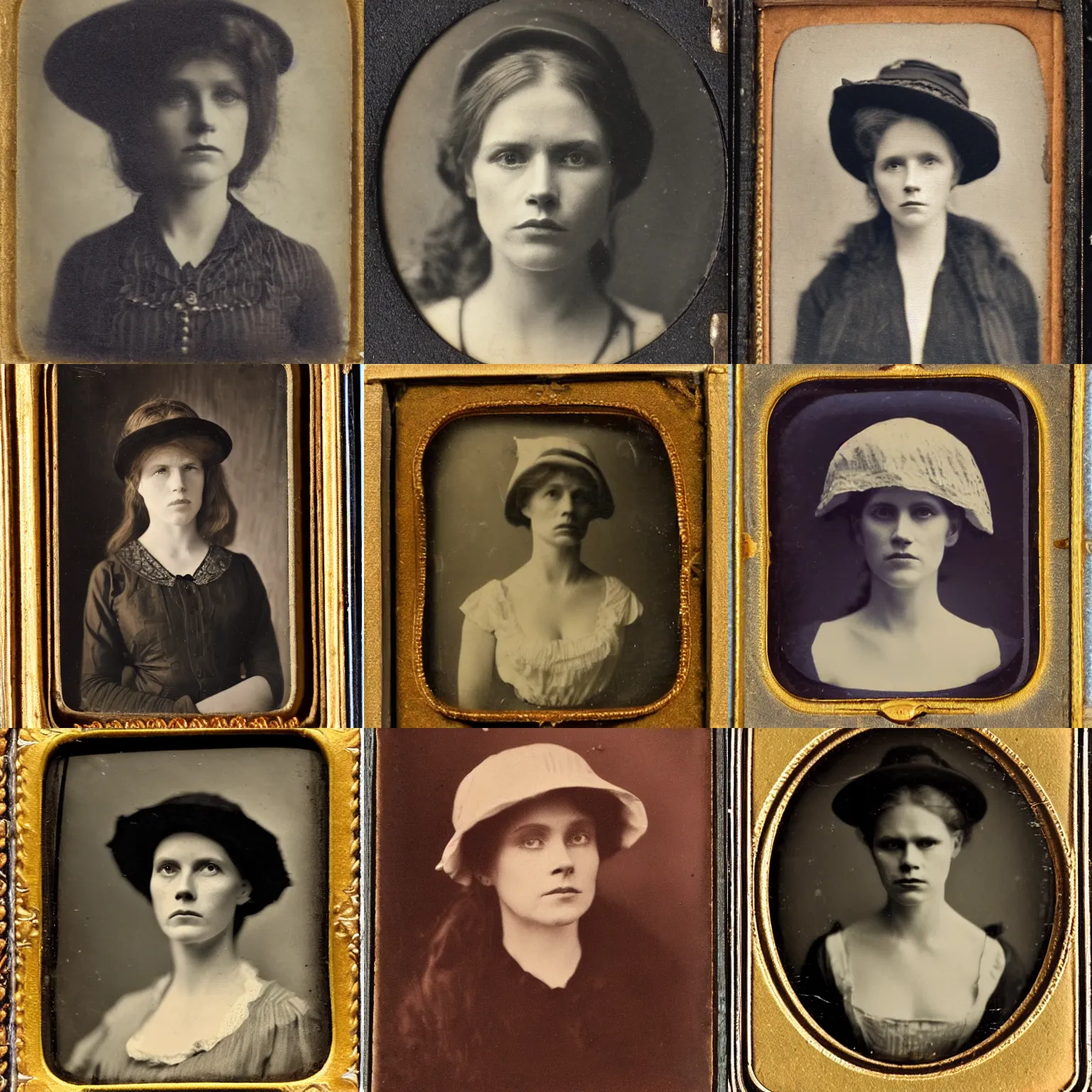 Prompt: a late 1 9 th century, 3 0 years old, austro - hungarian, sullen old maid ( redhead, hat, looks similar to amy adams ), 1 9 th century daguerreotype by emil rabending