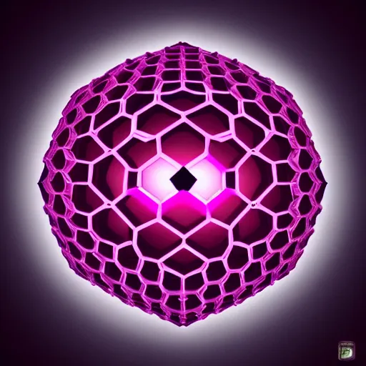 Image similar to hexacedron in the sphere, 3 d, cgi, pinkshift rader, pink elements, wallpaper style