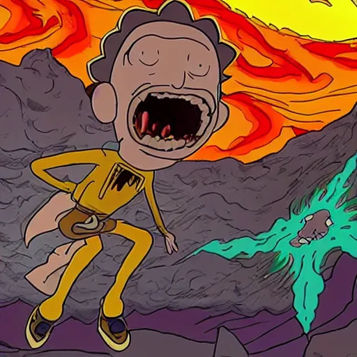 Image similar to morty smith making an adventure into donte's inferno