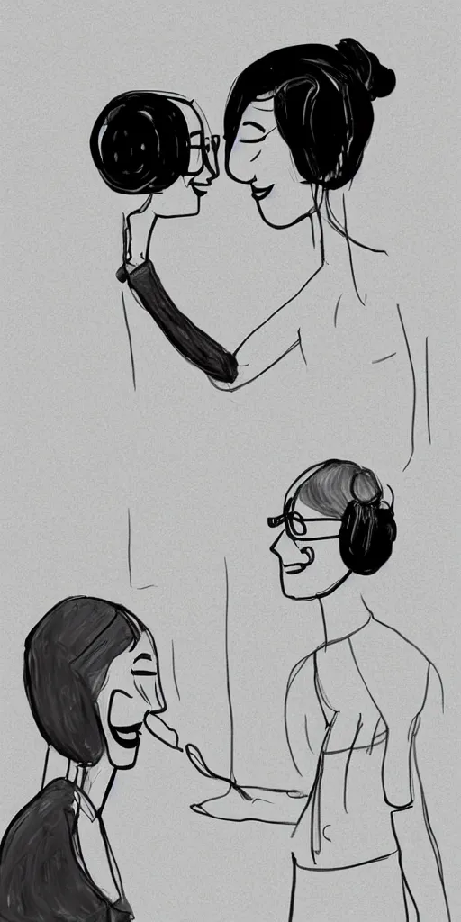 Prompt: “Alexa and Siri meeting for the first time, digital art”