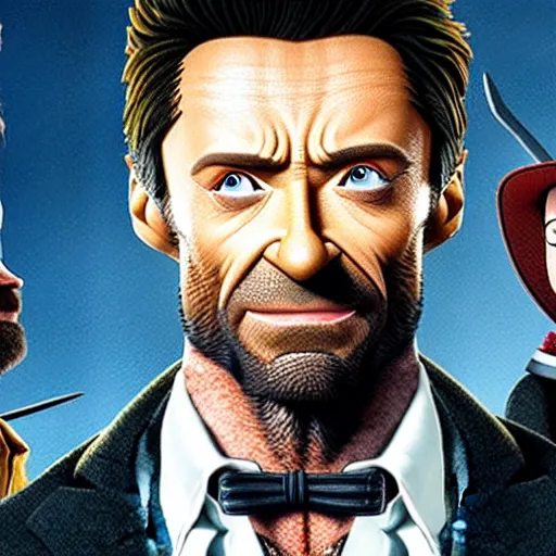 Image similar to Hugh Jackman stars in the action road-trip comedy, Wolverine Ate, from Toy Story, Woody\'s Homework.