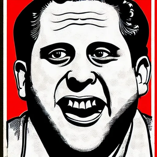 Image similar to NO JONAH HILLS ALLOWED. JONAH HILL is the subject of this ukiyo-e hellfire eternal damnation catholic strict propaganda poster rules religious. WE RULE WITH AN IRON FIST. mussolini. Dictatorship. Fear. 1940s propaganda poster. ANTI JONAH HILL. 🚫 🚫 JONAH HILL. POPE. art by joe mugnaini. art by dmitry moor. Art by Alfred Leete.