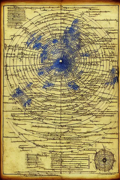 Image similar to map of the elemental planes, astral plane, by leonardo da vinci, blueprint page