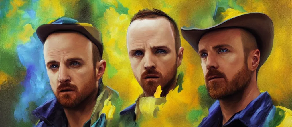 Image similar to an ultra detailed beautiful oil painting of jesse pinkman and heisenberg from breaking bad, colorful, soft shading, by sargent, by giovanni strazza, by raffaelo monti