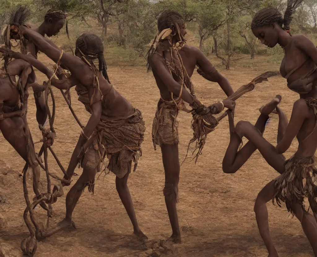 Prompt: a young african tribal woman being flogged by some britisher on a public stage, ultra realistic photography, intricate details, eerie, highly detailed, photorealistic, octane render, 8 k, unreal engine